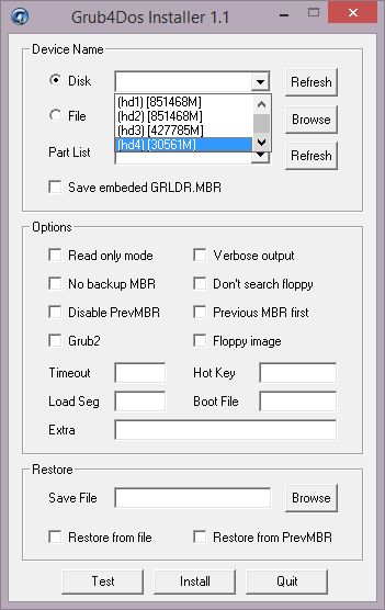 Grub4dos 1.1 Installer
